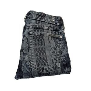 7 For All Mankind Trellis Vine Denim Patterned Print Jeans Size 27